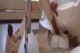 Elderly man dragged on the floor