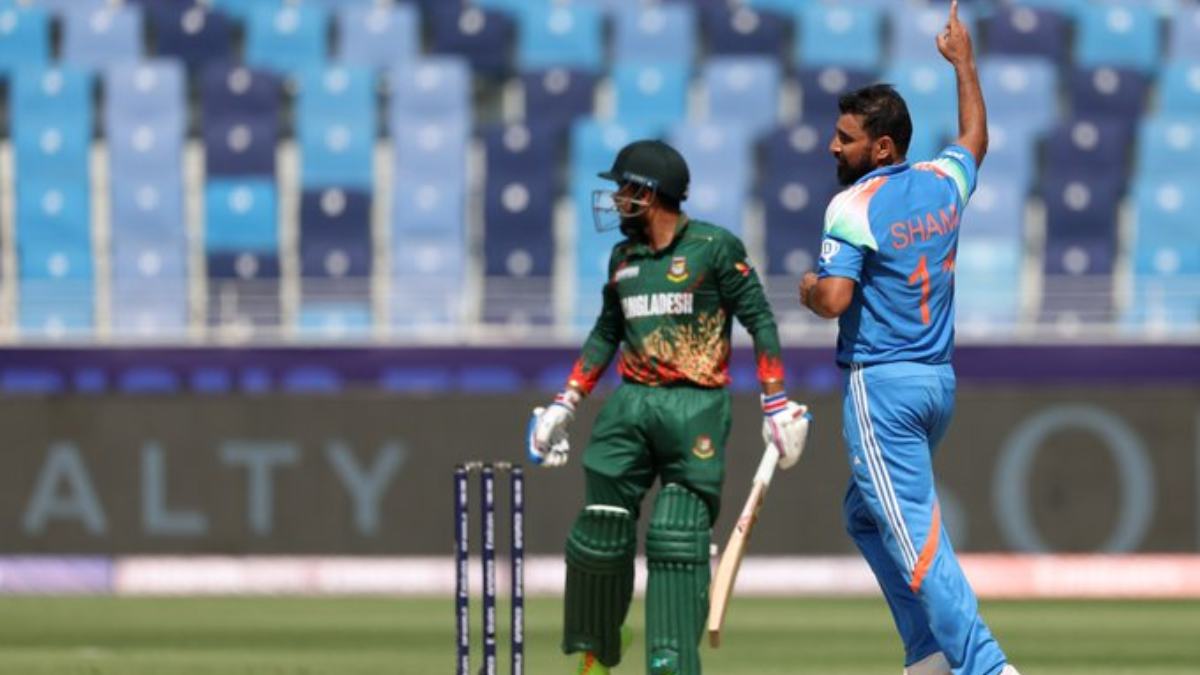 Mohammad Shami during the India vs Bangladesh Champions Trophy match
