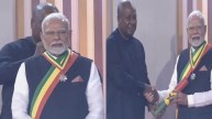 Prime Minister Narendra Modi received the award from the Ghanaian President John Dramani Mahama